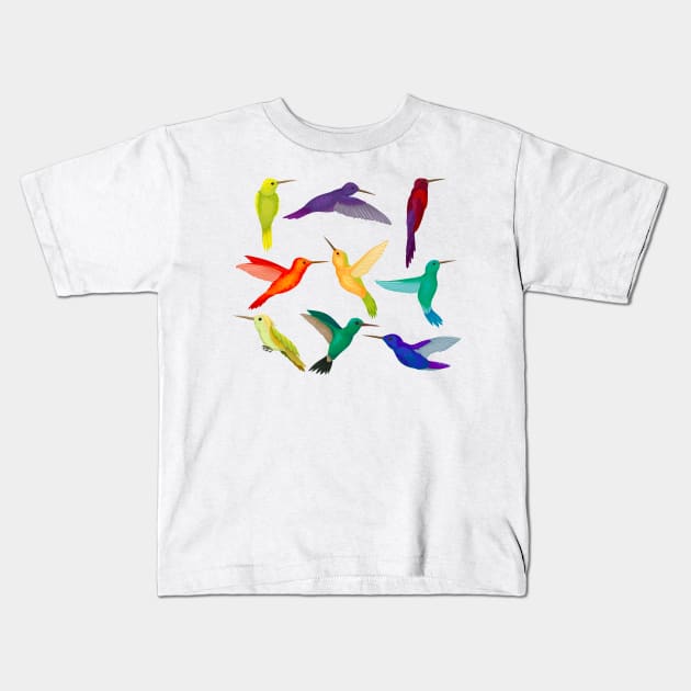 hummingbirds colorful collection Kids T-Shirt by Mako Design 